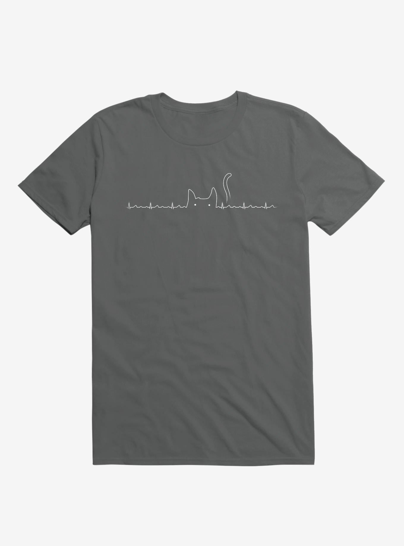 Cat Line Heartline Charcoal Grey T Shirt T Shirt Trending US