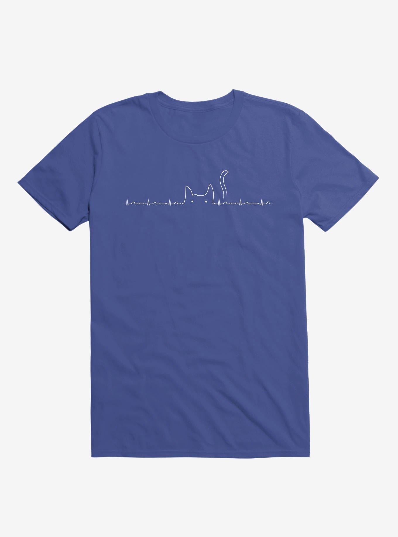 Cat Line Heartline Royal Blue T Shirt T Shirt Streetwear Style Best Seller Look