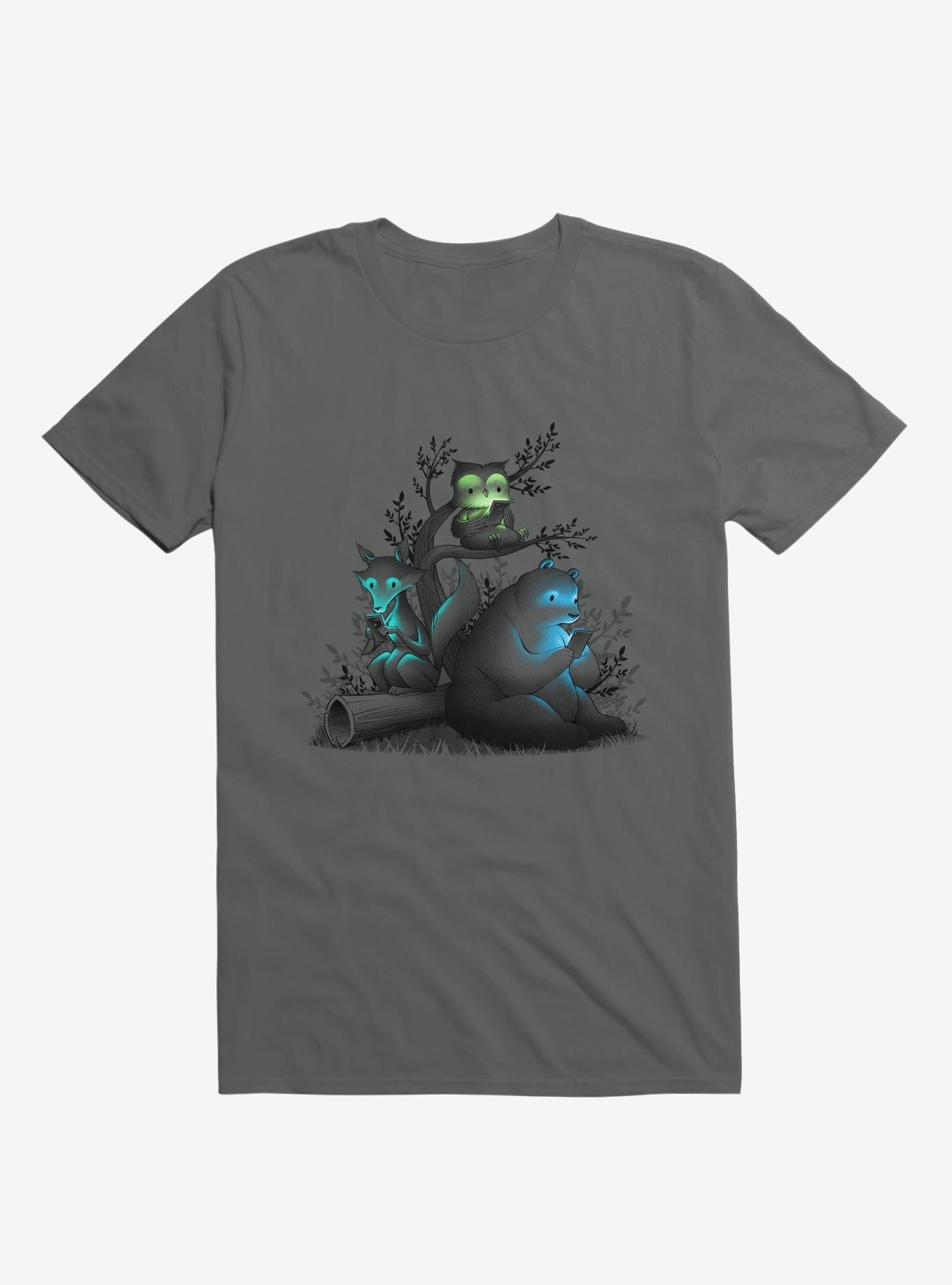 Connecting With The Forest Animals Using Phones Charcoal Grey T Shirt T Shirt Trending US
