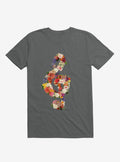 Flower Music Heart Charcoal Grey T Shirt T Shirt Trending US