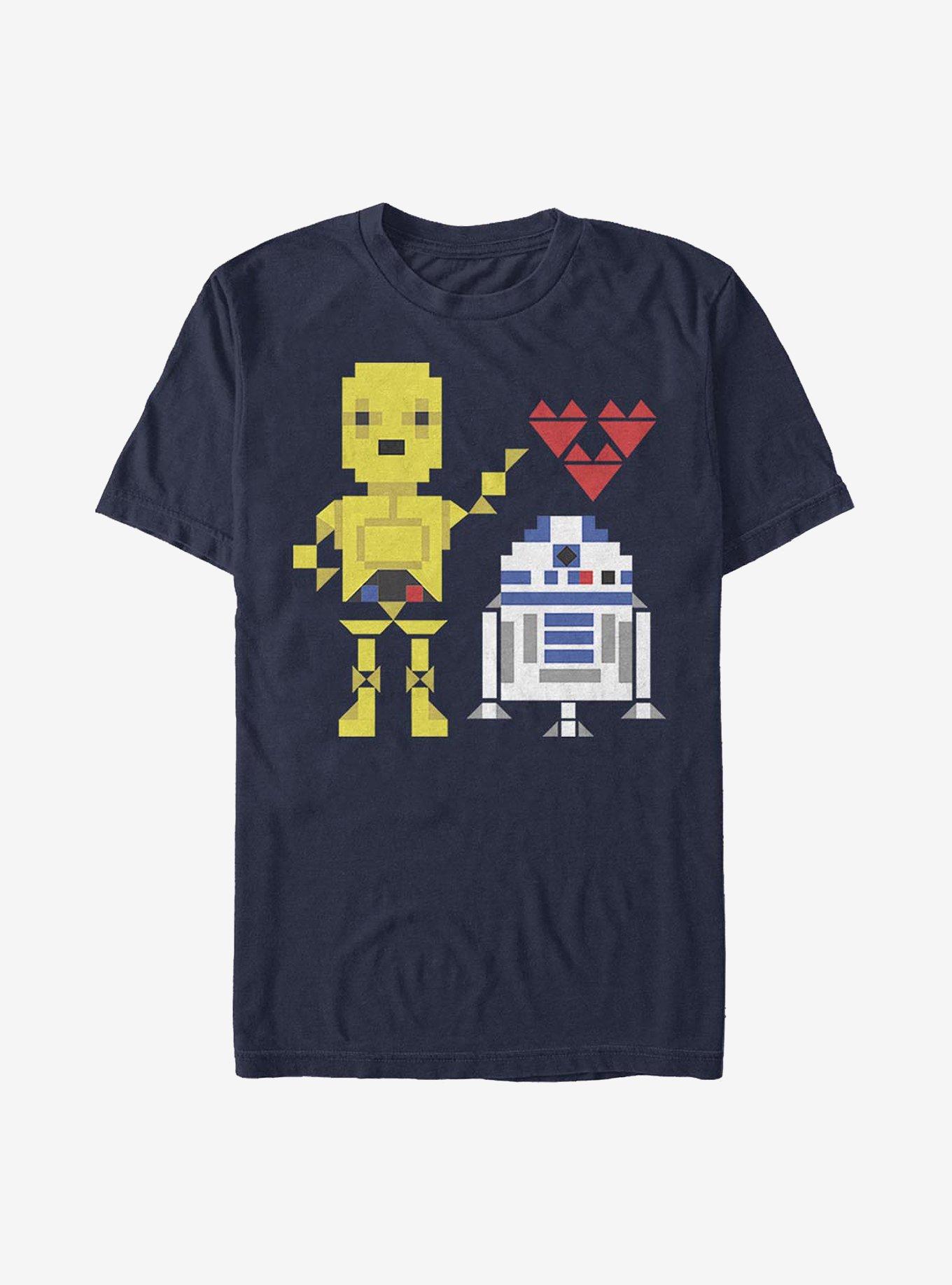 Star Wars R2-D2 C-3PO Pixel Love T-Shirt | Premium Unisex T-Shirt, Trending Graphic Tee