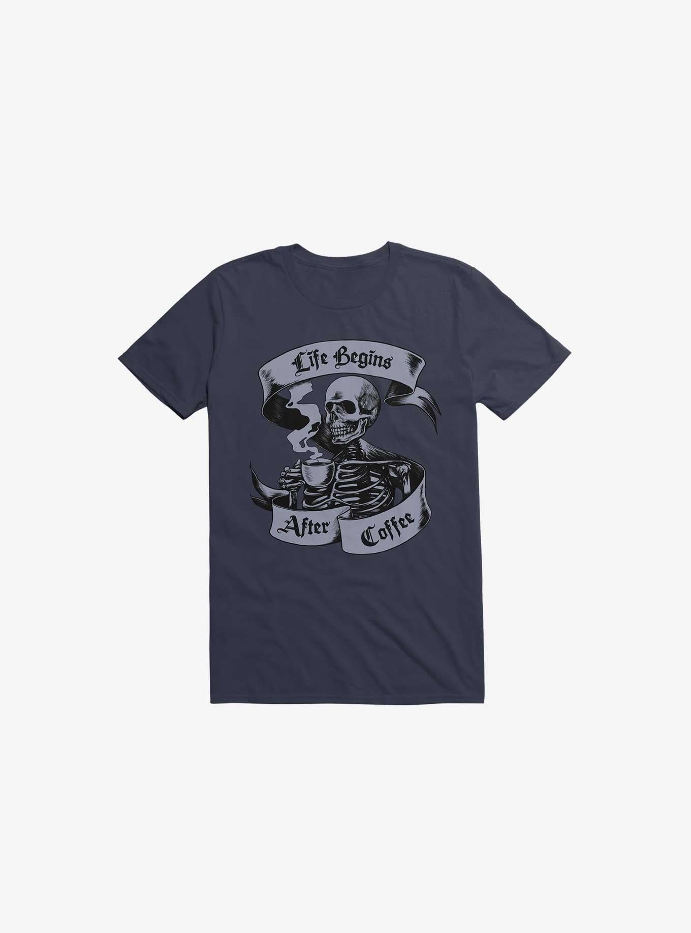 Beans Bones Coffee Skeleton Navy Blue T Shirt T Shirt Viral TikTok Best Seller Look