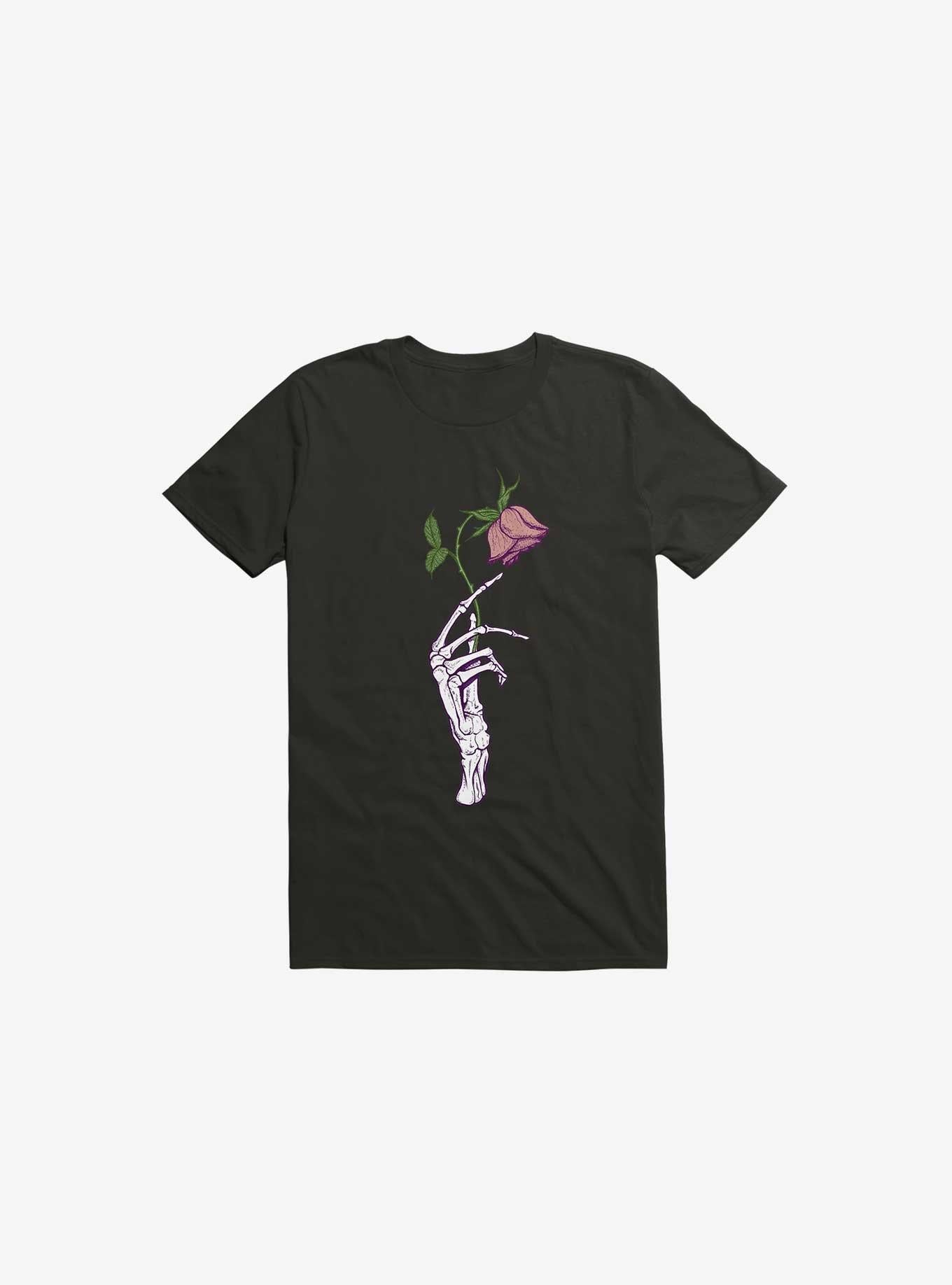 The Dead Rose Skeleton Hand Black T Shirt T Shirt Premium Print Hot Right Now