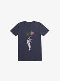 The Dead Rose Skeleton Hand Navy Blue T Shirt T Shirt Trending US