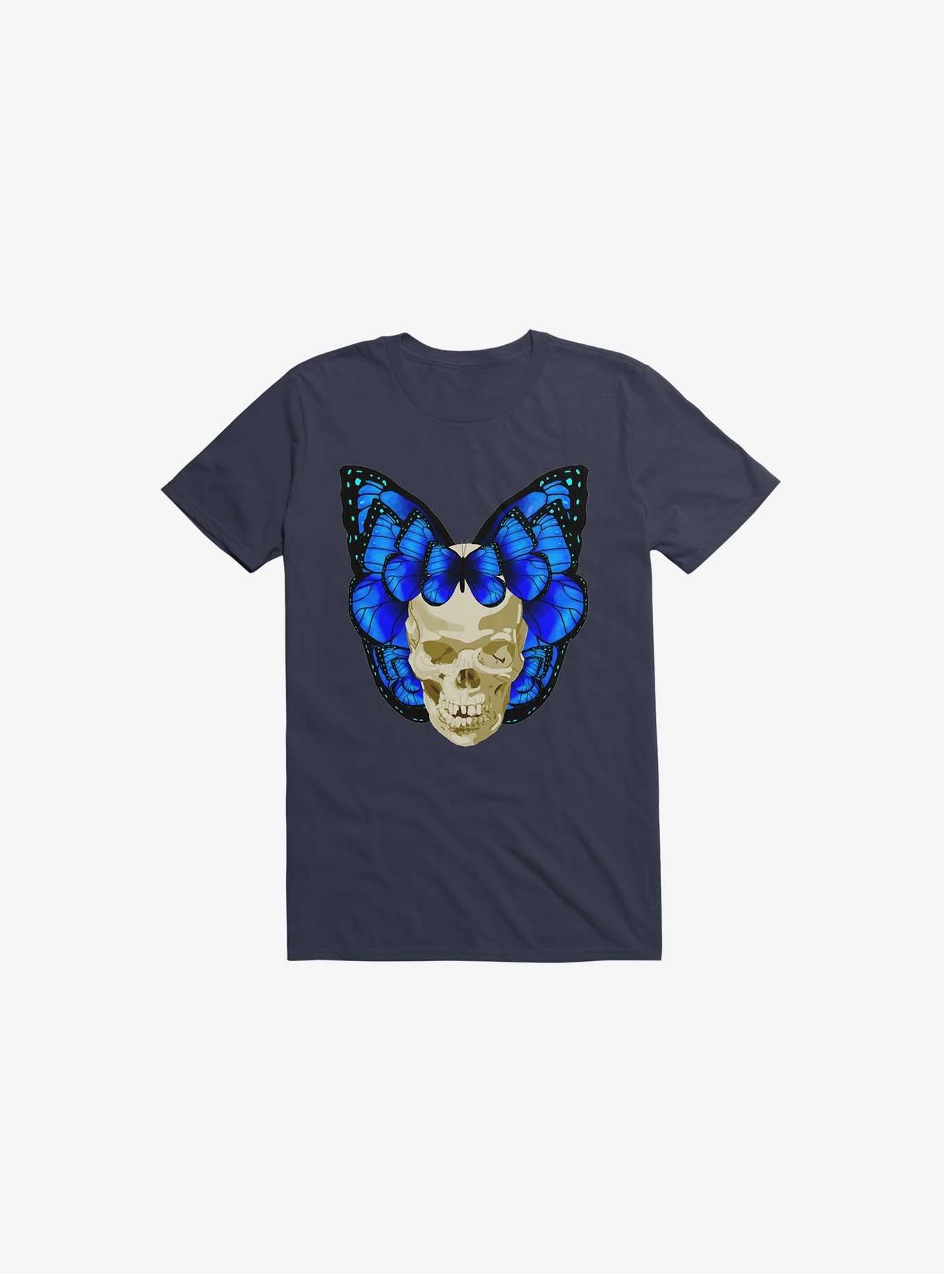 Wings Of Death Butterfly Skull Navy Blue T Shirt T Shirt Streetwear Style Fan Favorite