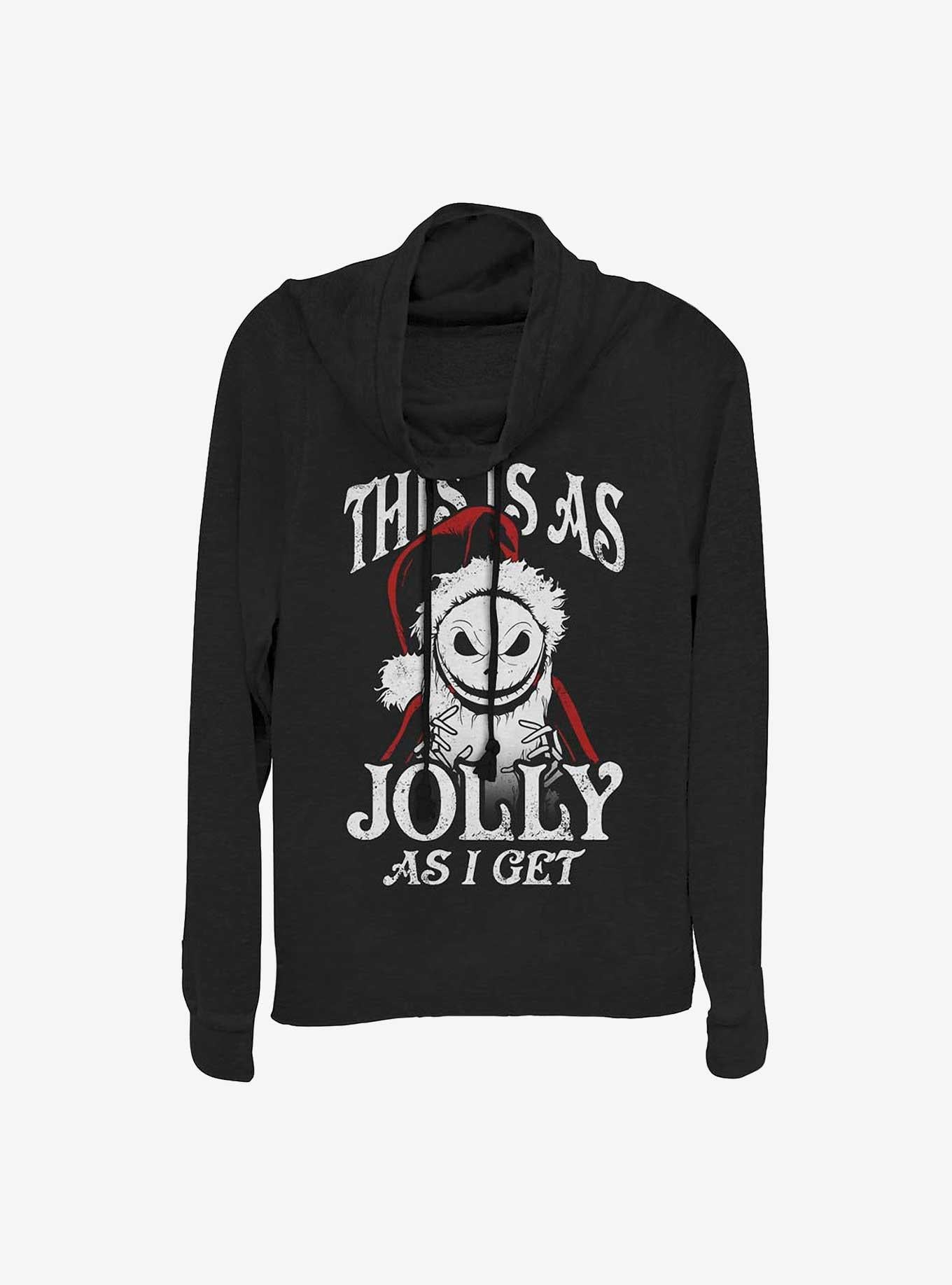 The Nightmare Before Christmas This Is As Jolly As I Get Santa Jack Cowlneck Long-Sleeve Girls T-Shirt T-Shirt | Vintage Graphic Vibe | Trending Now