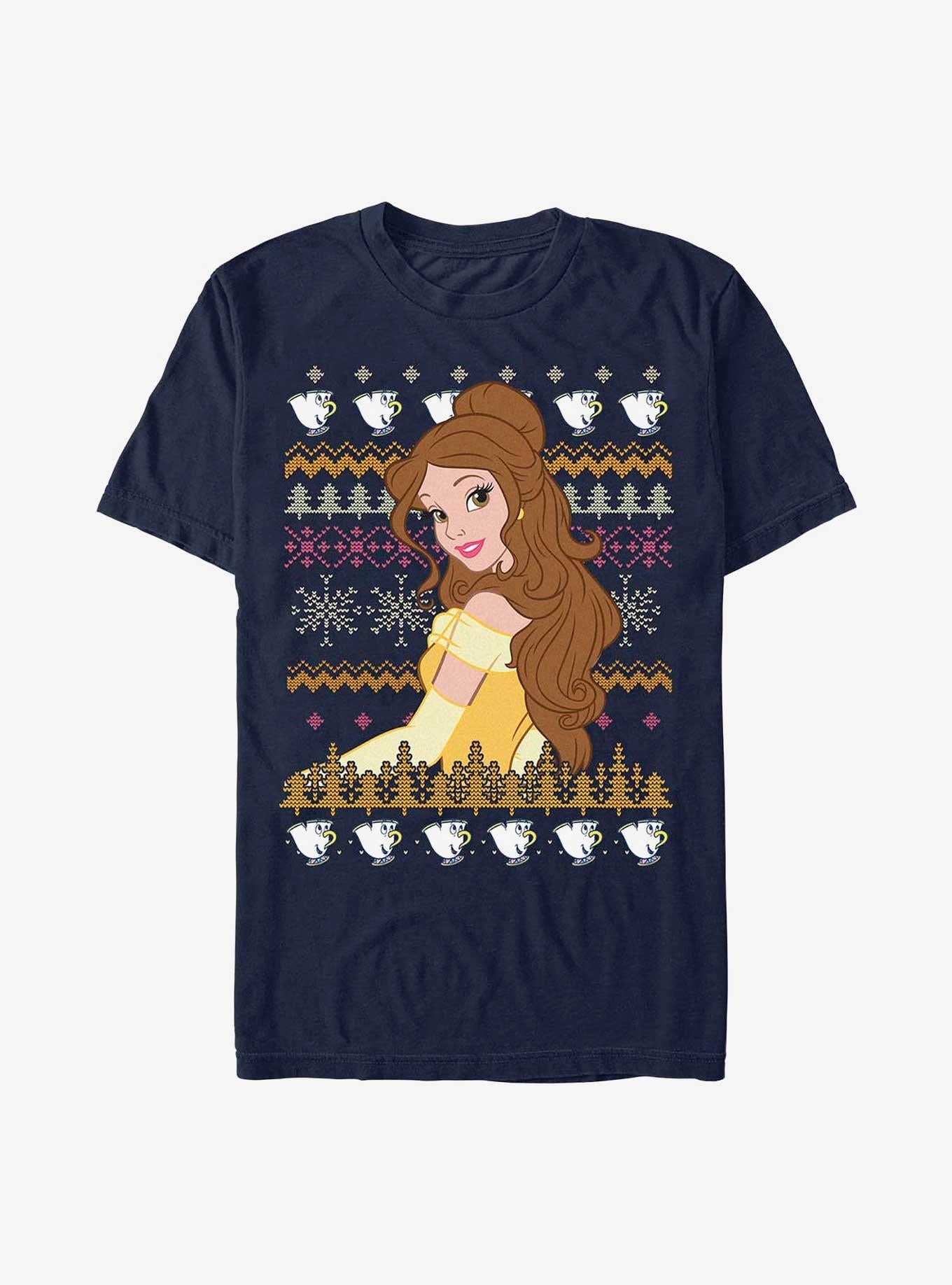 Disney Princess Belle Teacups Ugly Holiday T-Shirt | Premium Unisex T-Shirt, Trending Graphic Tee