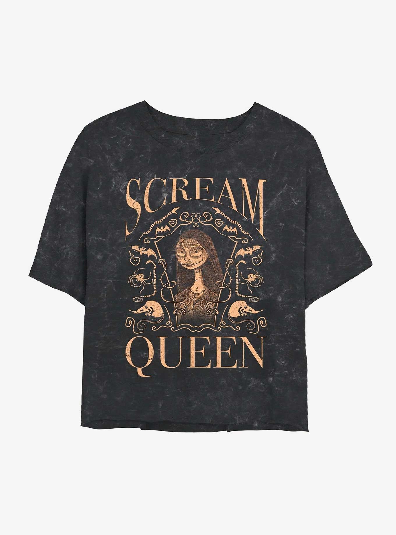 Disney The Nightmare Before Christmas Sally Scream Queen Mineral Wash Crop Girls T-Shirt T-Shirt | Vintage Graphic Vibe | Top Pick For Fans