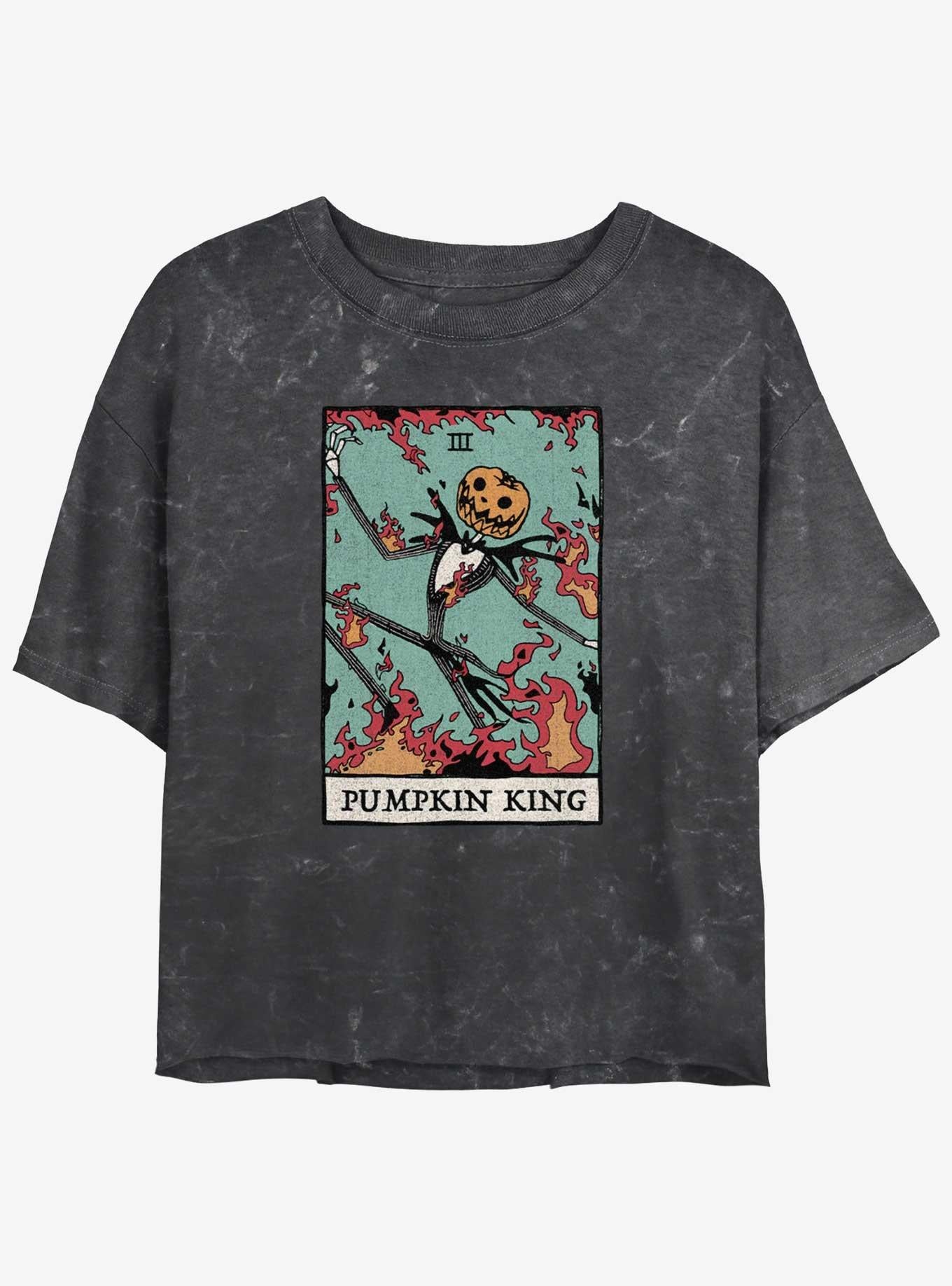 Disney The Nightmare Before Christmas Jack Pumpkin King Card Mineral Wash Girls Crop T-Shirt T-Shirt | Bold Graphic Edition | Top Pick For Fans