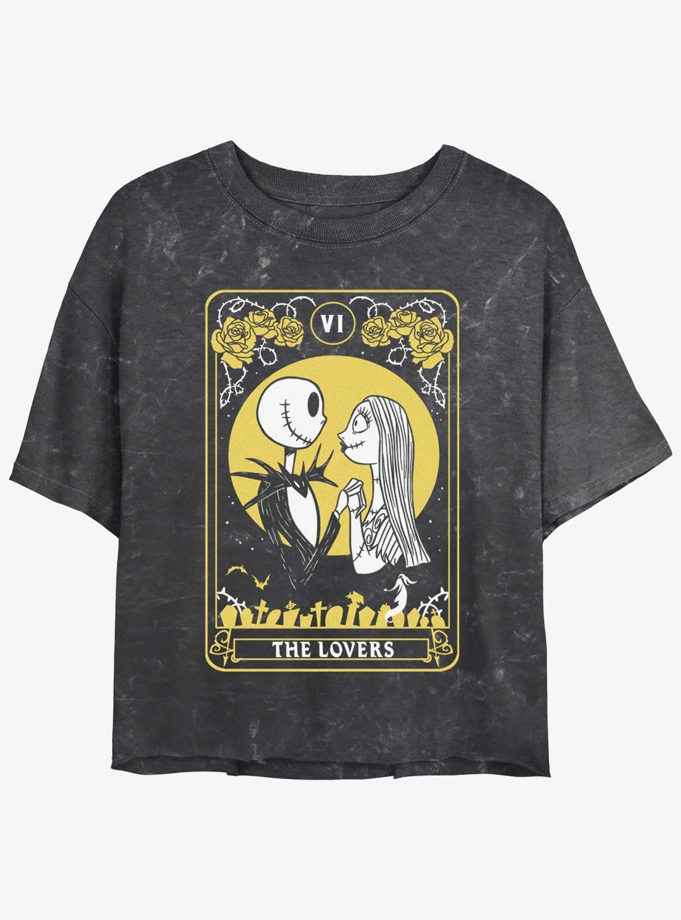 The Nightmare Before Christmas Jack Sally The Lovers Tarot Mineral Wash Girls Crop T-Shirt T-Shirt | Trending Streetwear Style | Perfect For Daily Wear