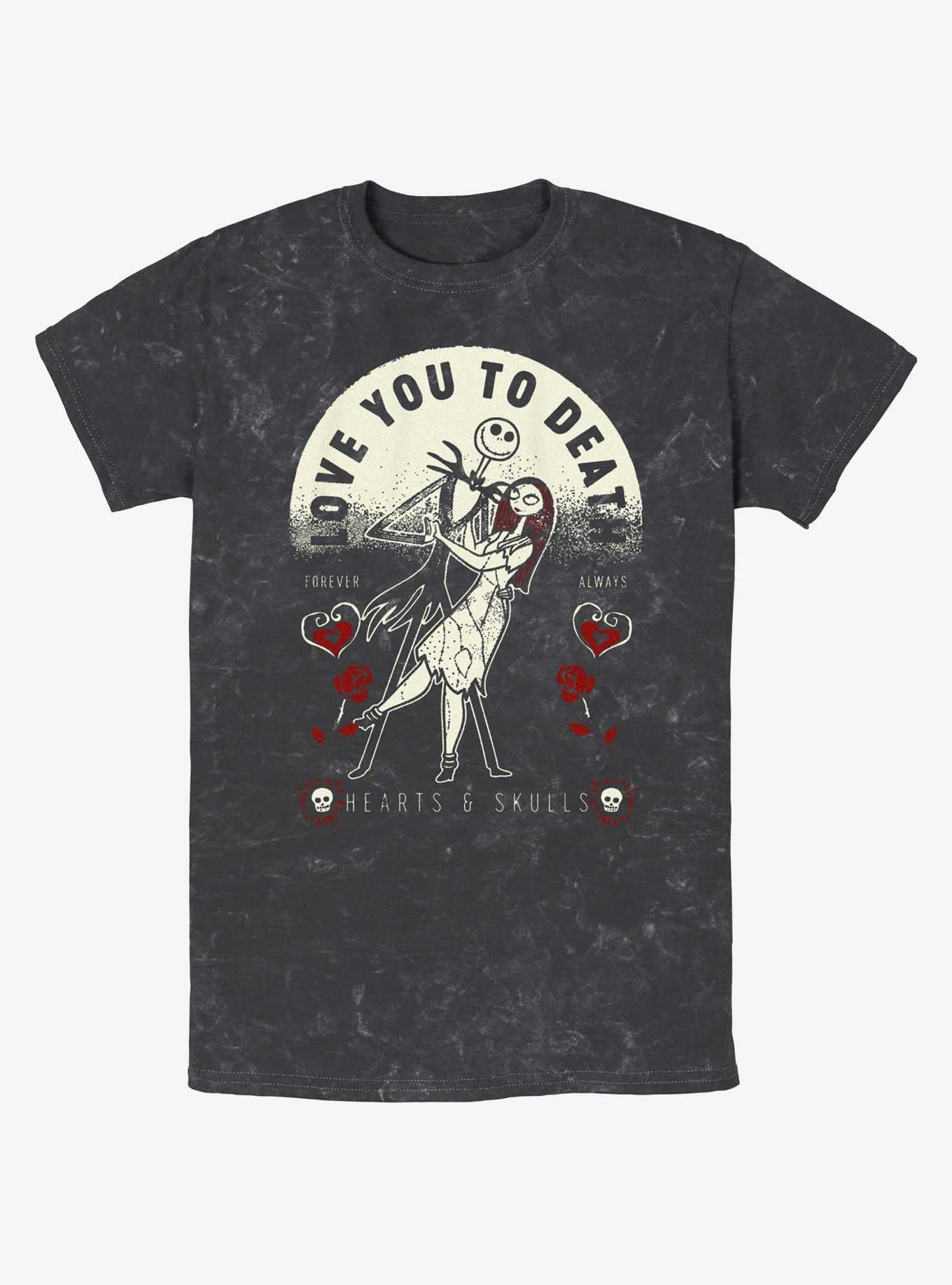 The Nightmare Before Christmas Jack Sally Love You To Death Mineral Wash T-Shirt T-Shirt | Fan Favorite Style | Perfect For Daily Wear