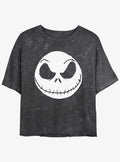 Disney The Nightmare Before Christmas Big Face Jack Mineral Wash Girls Crop T-Shirt T-Shirt | Trending Streetwear Style | Great Gift Idea