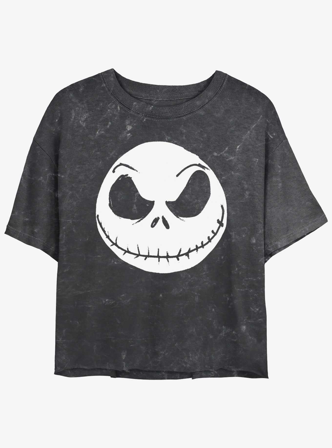 Disney The Nightmare Before Christmas Big Face Jack Mineral Wash Girls Crop T-Shirt T-Shirt | Trending Streetwear Style | Great Gift Idea