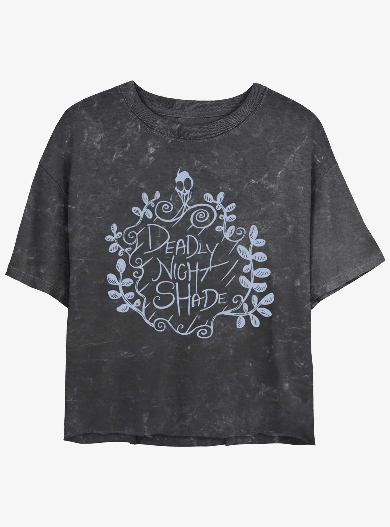 Disney The Nightmare Before Christmas Deadly Night Shade Mineral Wash Girls Crop T-Shirt T-Shirt | Vintage Graphic Vibe | High Demand Item