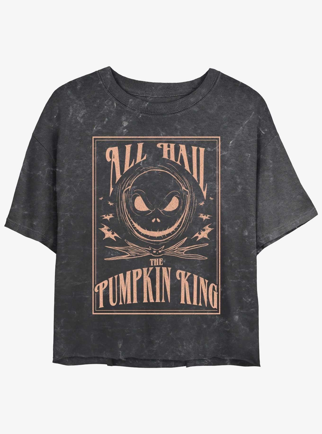 Disney The Nightmare Before Christmas Hail Jack The Pumpkin King Mineral Wash Girls Crop T-Shirt T-Shirt | Vintage Graphic Vibe | Must-Have Style