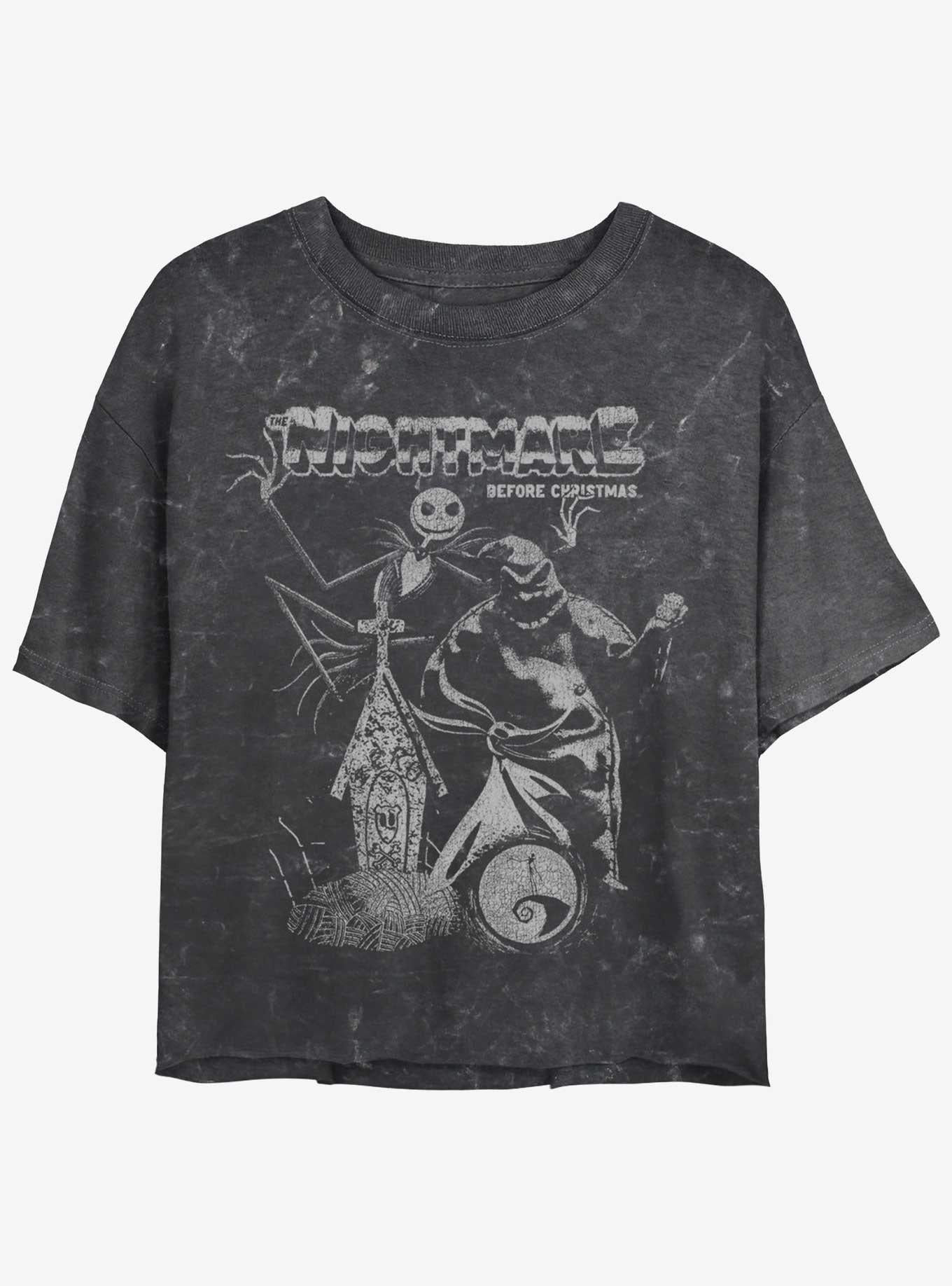 Disney The Nightmare Before Christmas Jack and Boogie Mineral Wash Girls Crop T-Shirt T-Shirt | Premium Graphic | Perfect For Daily Wear