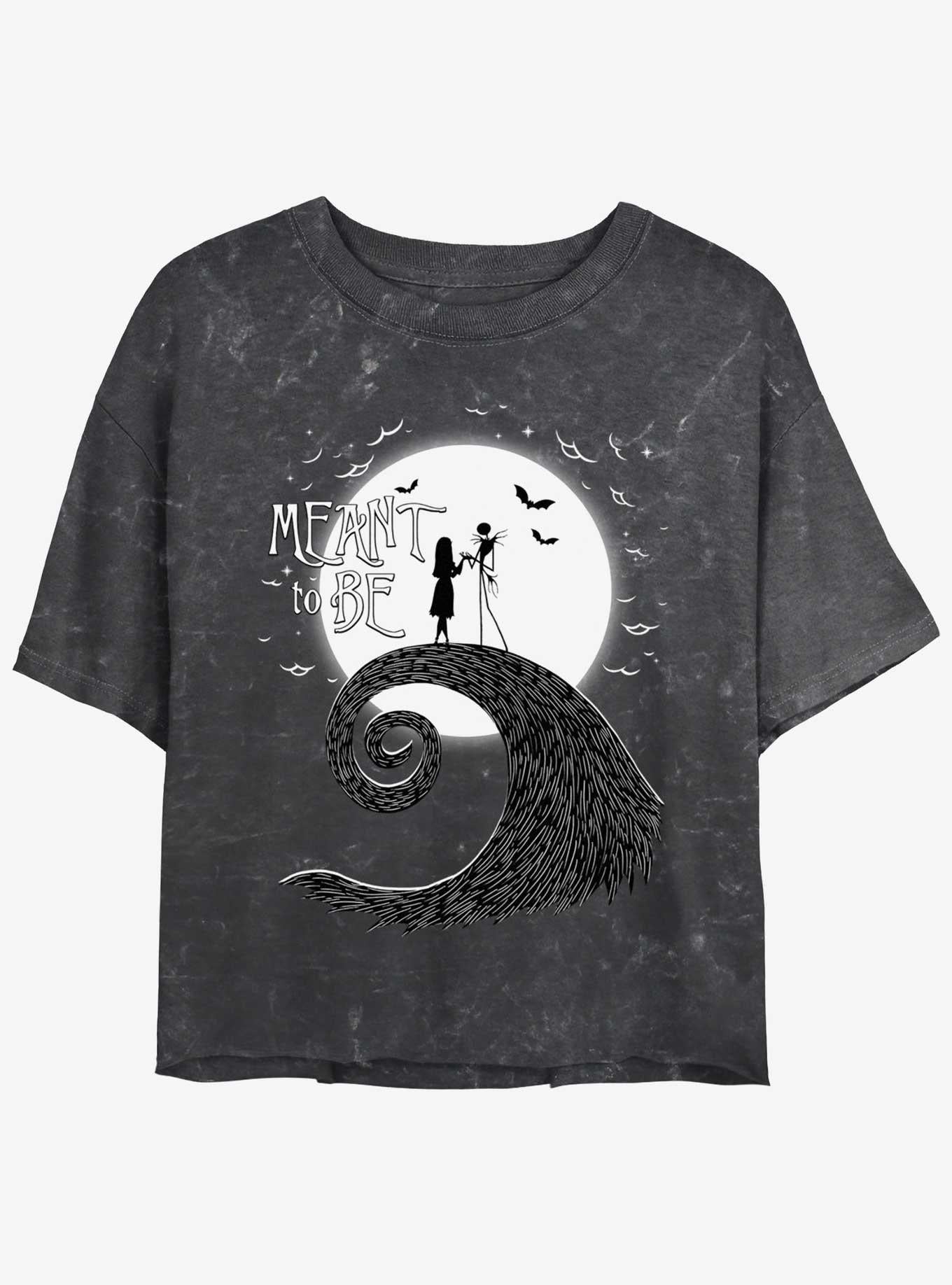 Disney The Nightmare Before Christmas Jack and Sally Meant To Be Mineral Wash Girls Crop T-Shirt T-Shirt | Exclusive Art Design | Must-Have Style
