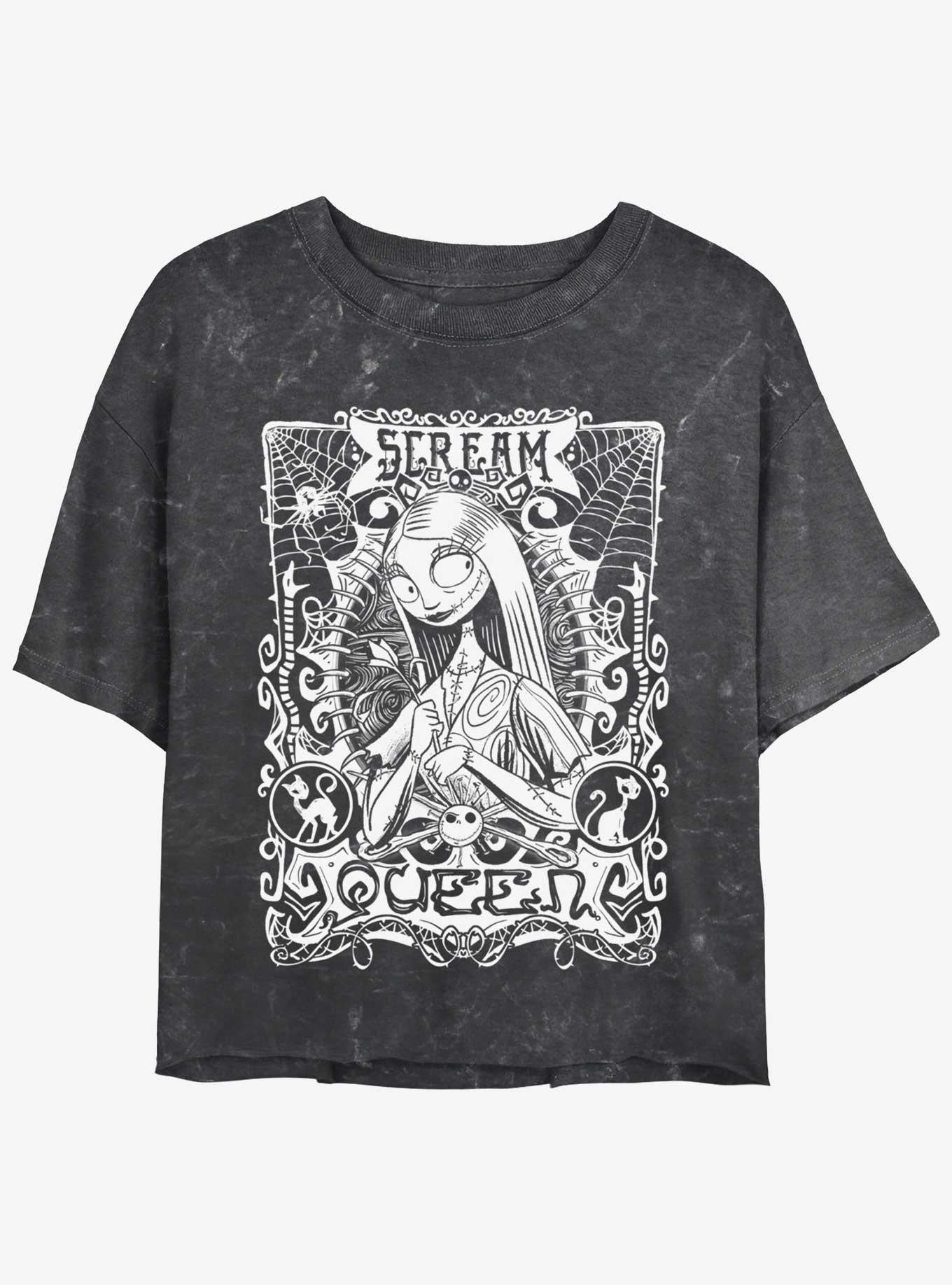 Disney The Nightmare Before Christmas Sally Scream Queen Mineral Wash Girls Crop T-Shirt T-Shirt | Top Trending Artwork | Perfect For Daily Wear