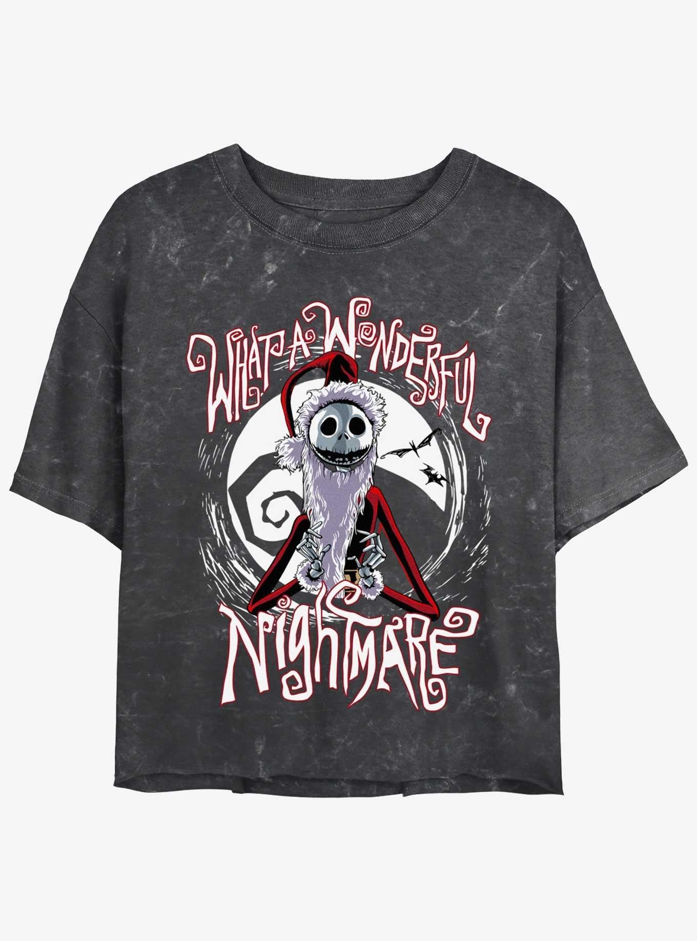 Disney The Nightmare Before Christmas Santa Jack Wonderful Nightmare Mineral Wash Girls Crop T-Shirt T-Shirt | Exclusive Art Design | Top Pick For Fans