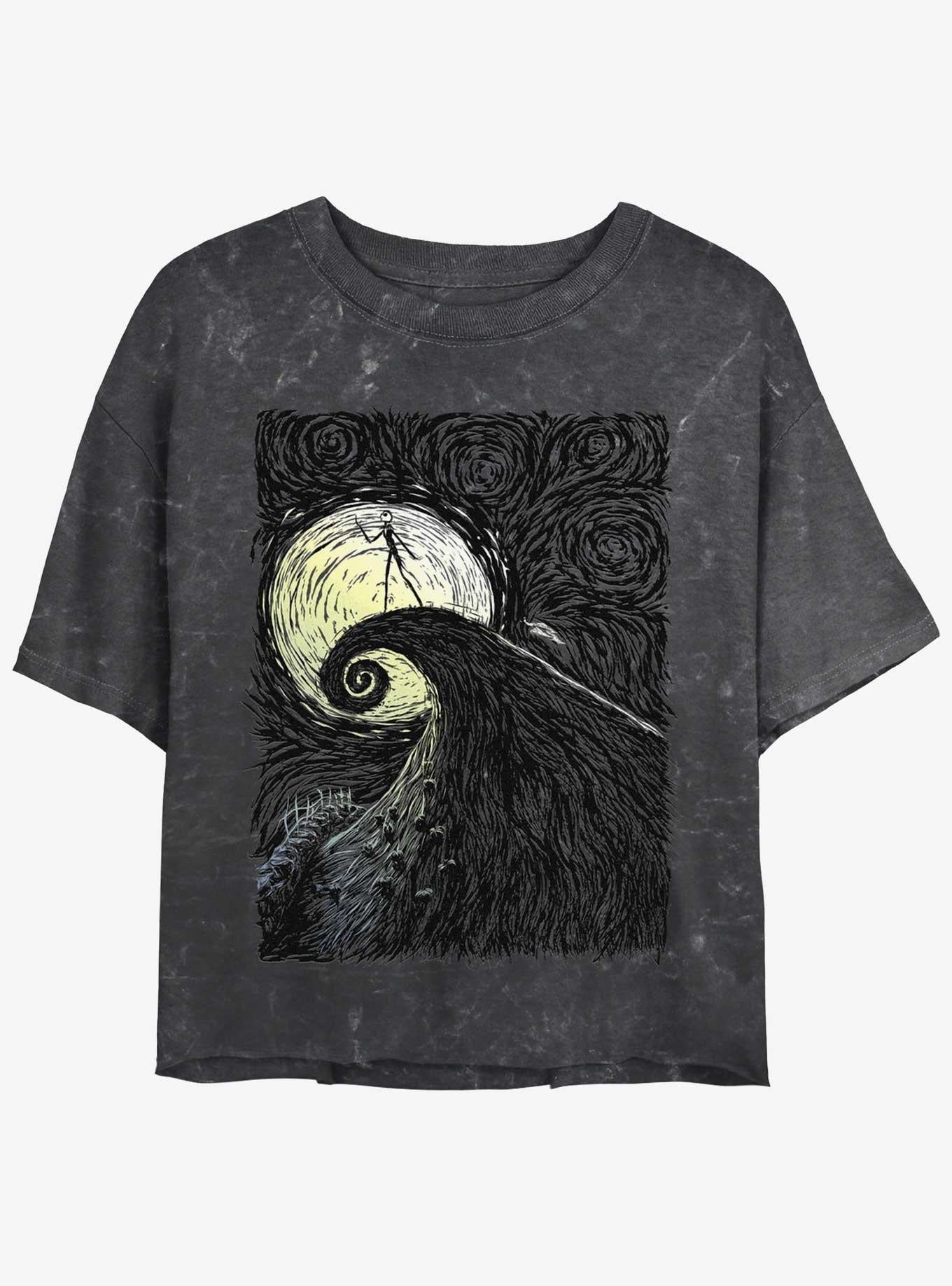 Disney The Nightmare Before Christmas Jack On Spiral Hill Mineral Wash Girls Crop T-Shirt T-Shirt | Best-Selling Design | High Demand Item