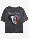 Disney The Nightmare Before Christmas Jack and Sally Together Forever Mineral Wash Girls Crop T-Shirt T-Shirt | Exclusive Art Design | Must-Have Style
