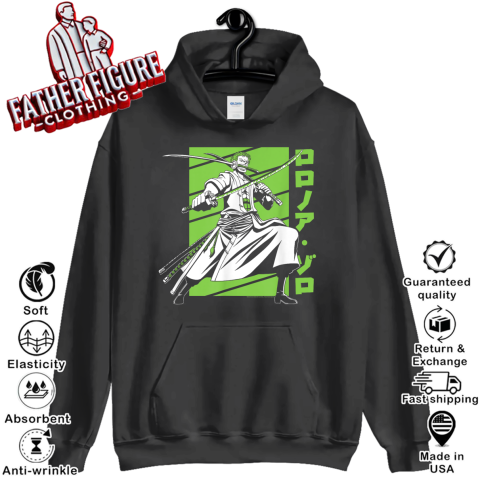 Anime White And Green Roronoa Zoro Hoodie