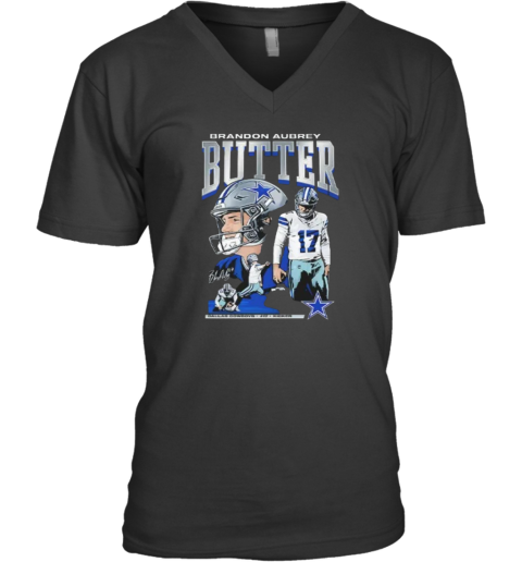 Brandon Aubrey 17 Kicker Butter Dallas Cowboys V Neck T Shirt