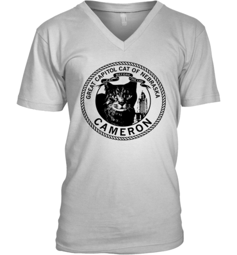 Cameron Great Capitol Cat Of Nebraska V Neck T Shirt