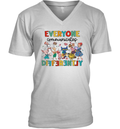 Everyone Communicates Differently Autism Awareness V Neck T Shirt