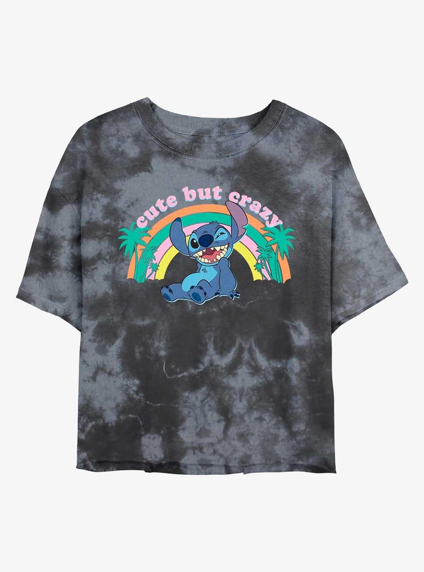 Disney Lilo Stitch Cute But Crazy Tie-Dye Girls Crop T-Shirt | Premium Unisex T-Shirt, Trending Graphic Tee