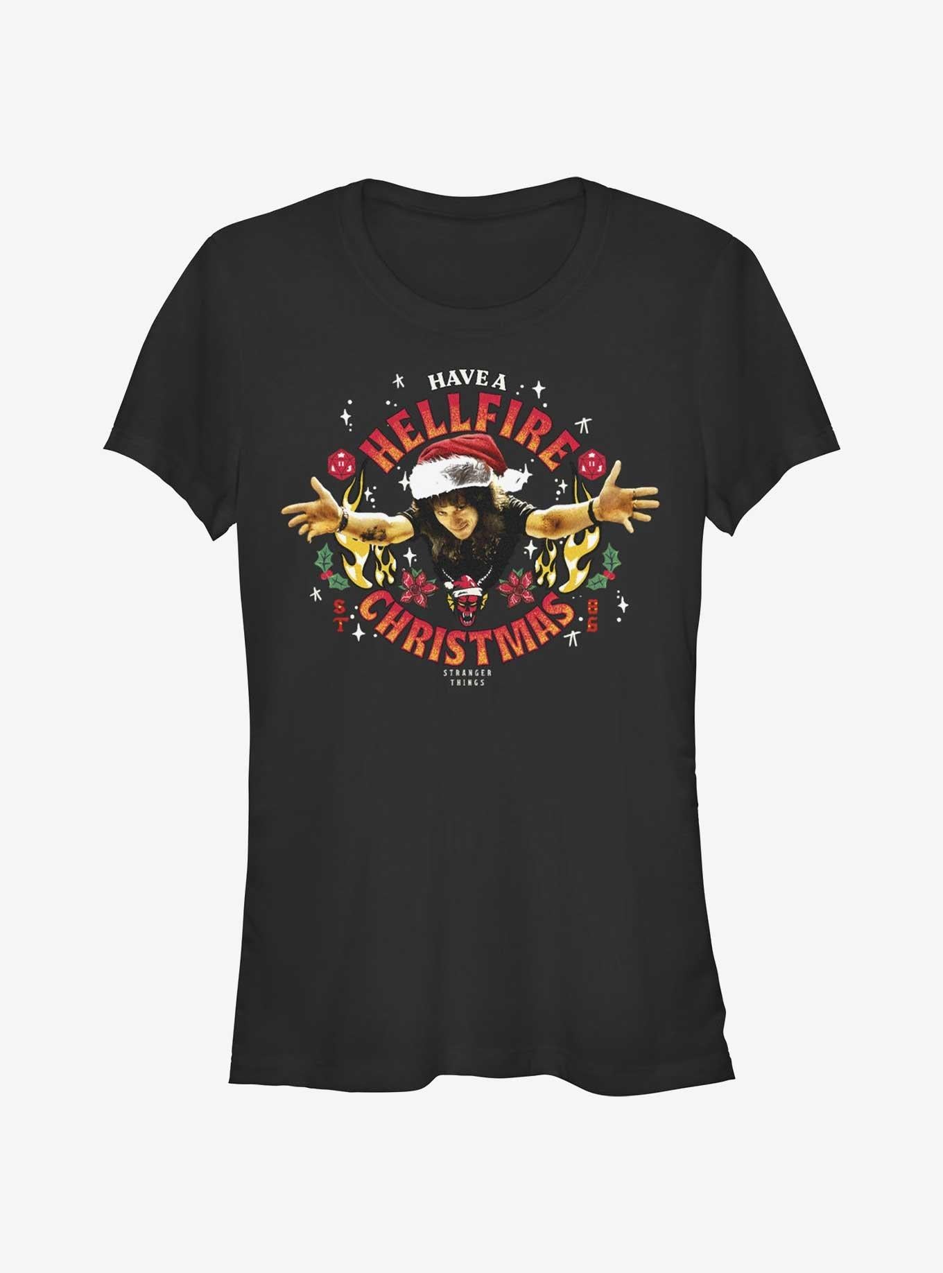 Stranger Things Hellfire Christmas Santa Eddie Girls T-Shirt T-Shirt | Vintage Graphic Vibe | Great Gift Idea
