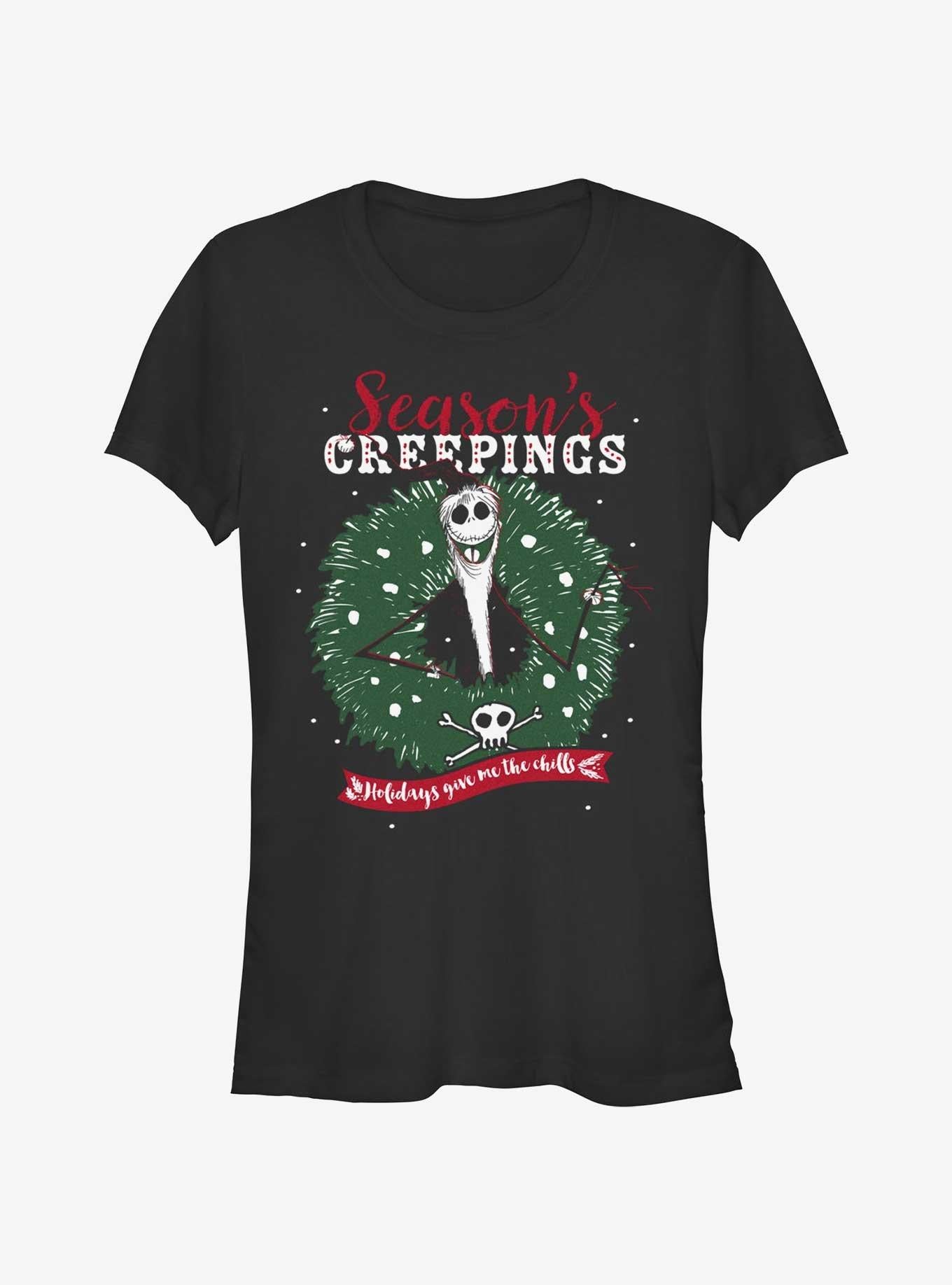 Disney The Nightmare Before Christmas Santa Jack Season's Creepings Wreath Girls T-Shirt T-Shirt | Vintage Graphic Vibe | Must-Have Style