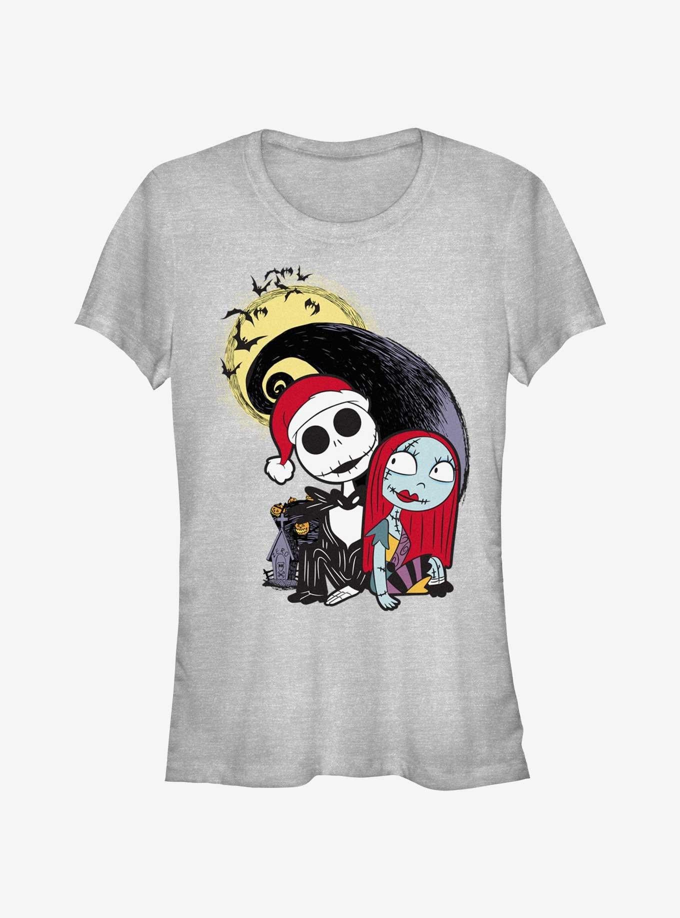Disney The Nightmare Before Christmas Santa Jack and Sally Girls T-Shirt T-Shirt | Exclusive Art Design | Trending Now