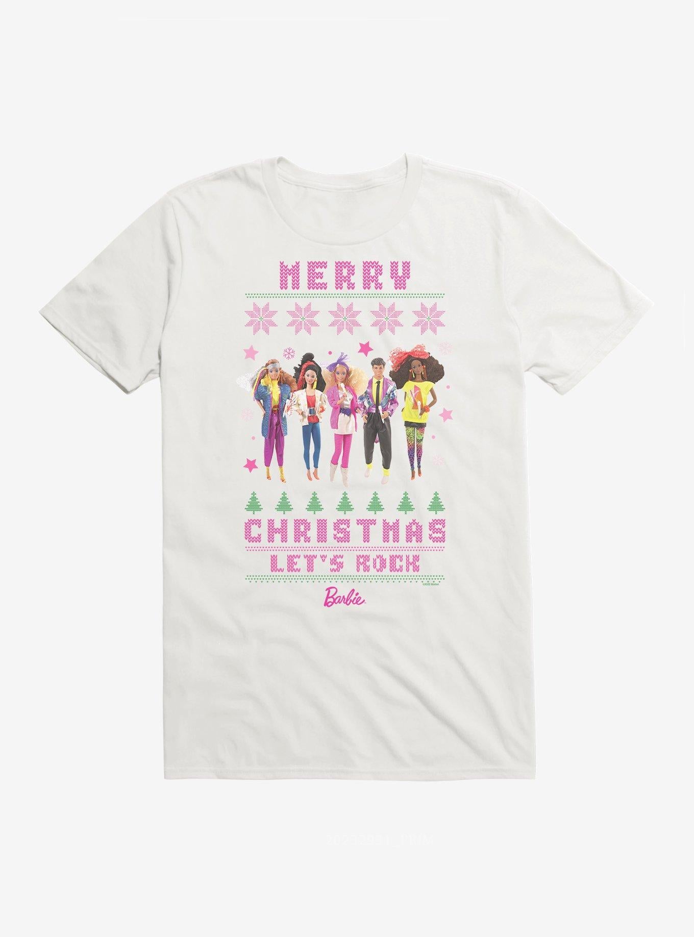 Barbie Merry Christmas Let's Rock Ugly Christmas Pattern T-Shirt T-Shirt | High-Quality Print | Top Pick For Fans
