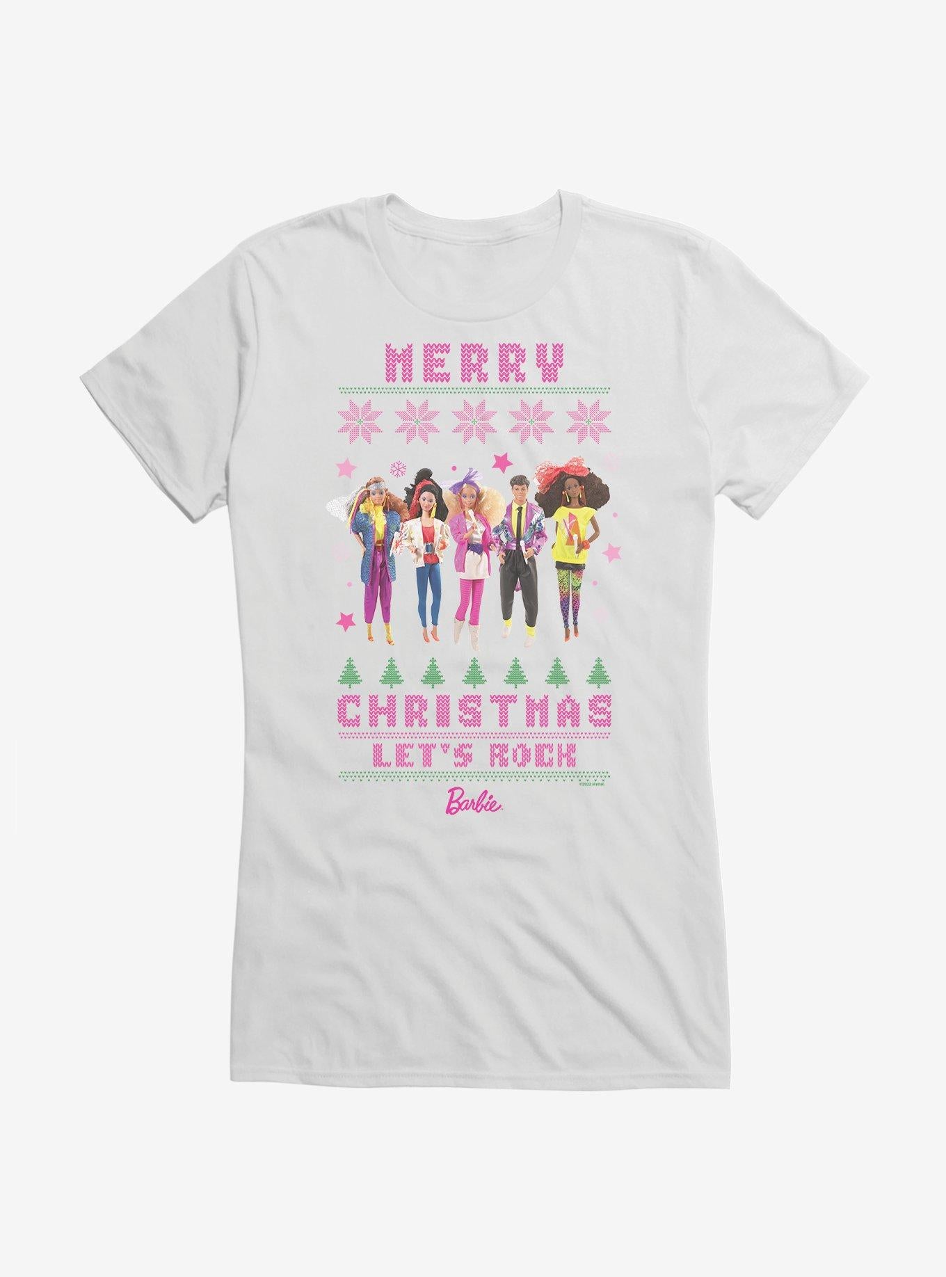 Barbie Merry Christmas Let's Rock Ugly Christmas Pattern Girls T-Shirt T-Shirt | Fan Favorite Style | Great Gift Idea