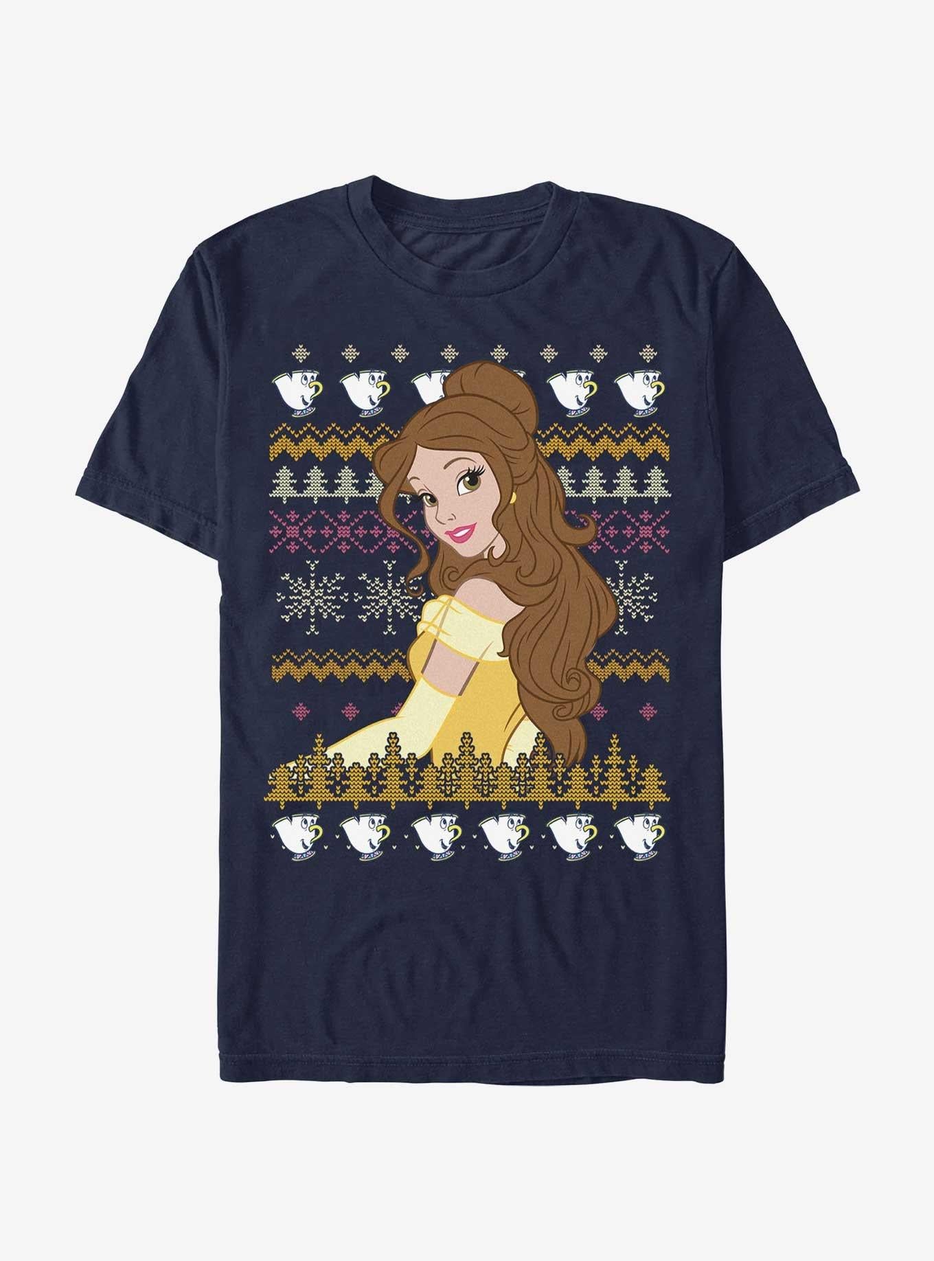 Disney Princesses Belle Teacups Ugly Christmas Extra Soft T-Shirt T-Shirt | Fan Favorite Style | Top Pick For Fans