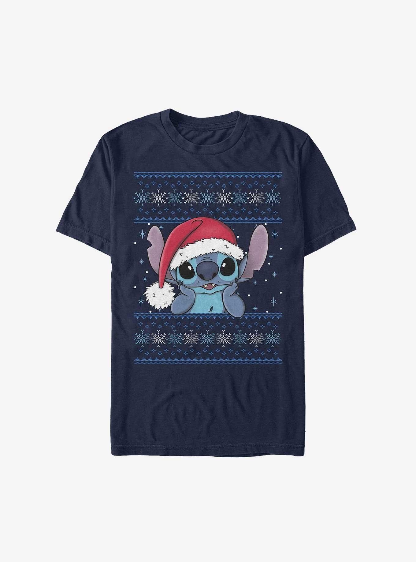 Disney Lilo Stitch Santa Hat Ugly Christmas Extra Soft T-Shirt T-Shirt | Fan Favorite Style | Top Pick For Fans