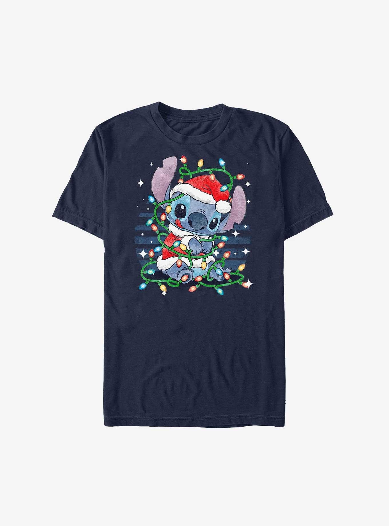 Disney Lilo Stitch Santa Stitch Christmas Lights Extra Soft T-Shirt T-Shirt | Premium Graphic | Great Gift Idea