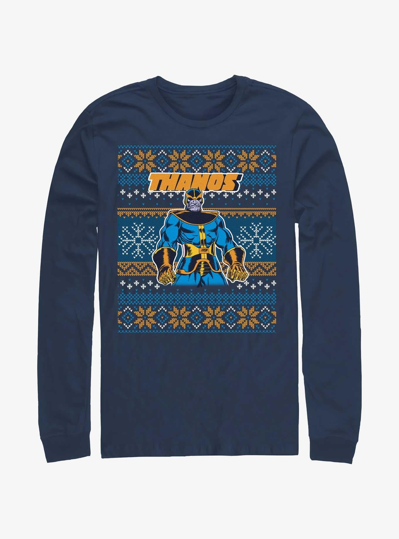 Marvel Thanos Ugly Christmas Long-Sleeve T-Shirt T-Shirt | Vintage Graphic Vibe | Great Gift Idea
