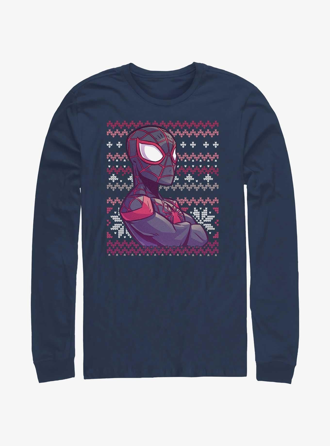 Marvel Spider-Man Miles Morales Ugly Christmas Long-Sleeve T-Shirt | Premium Unisex T-Shirt, Trending Graphic Tee