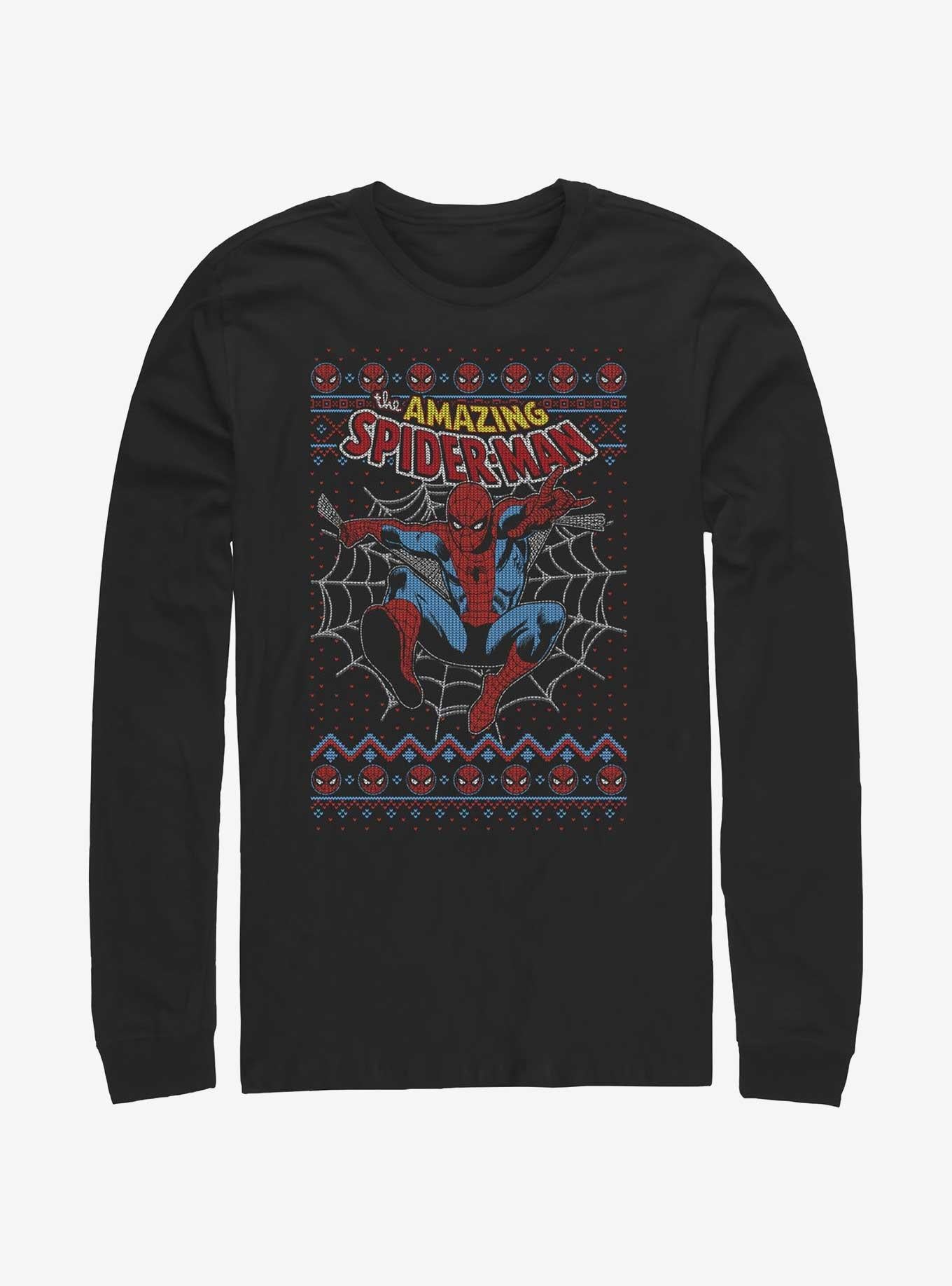 Marvel Spider-Man Web Jump Ugly Christmas Long-Sleeve T-Shirt | Premium Unisex T-Shirt, Trending Graphic Tee