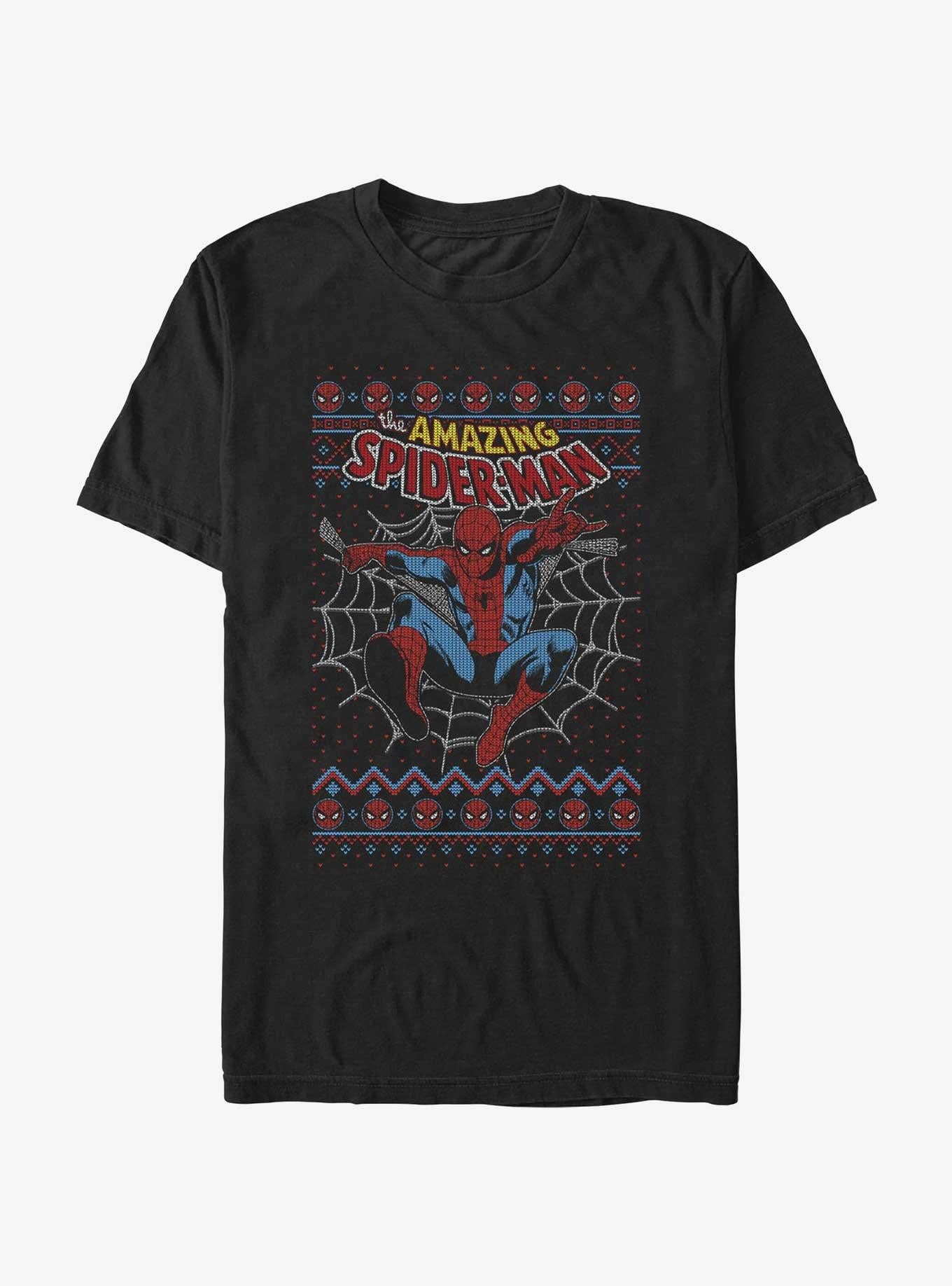 Marvel Spider-Man Web Jump Ugly Christmas T-Shirt T-Shirt | Bold Graphic Edition | High Demand Item