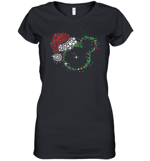 Disney Mickey Santa Christmas Women039S V Neck T Shirt