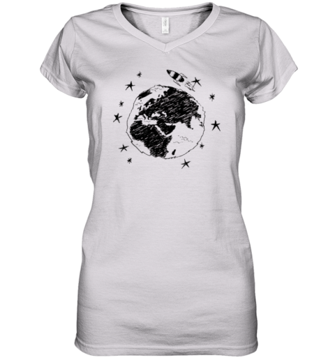 Earth Rocket Women039S V Neck T Shirt