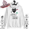 Cdg Play Logo With Black Heart Hoodie