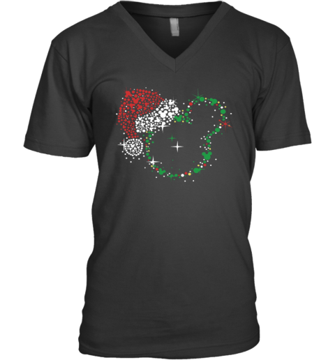 Disney Mickey Santa Christmas V Neck T Shirt