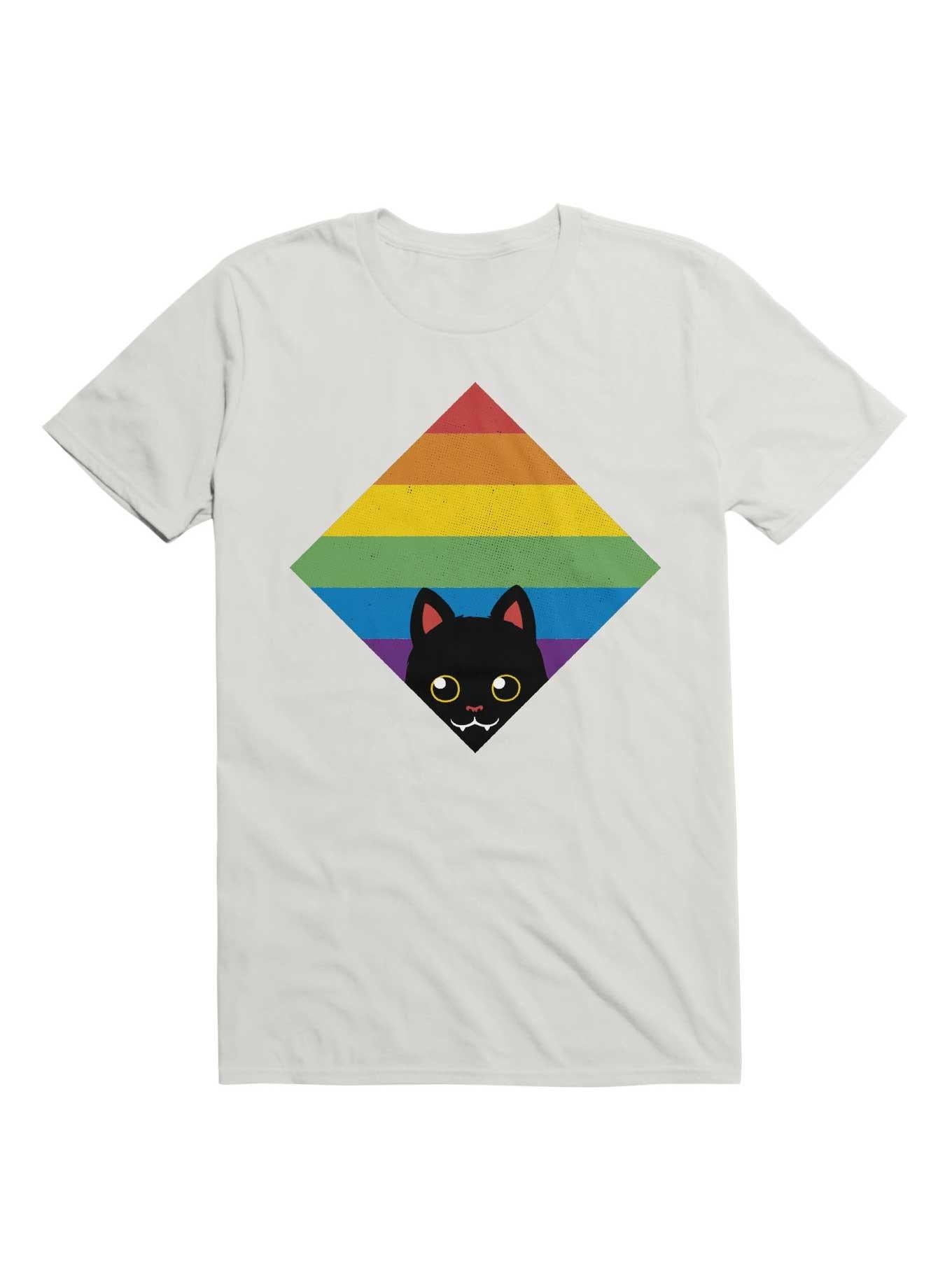 Peeking Cat Rainbow Pride Square Flag T Shirt T Shirt Trending US