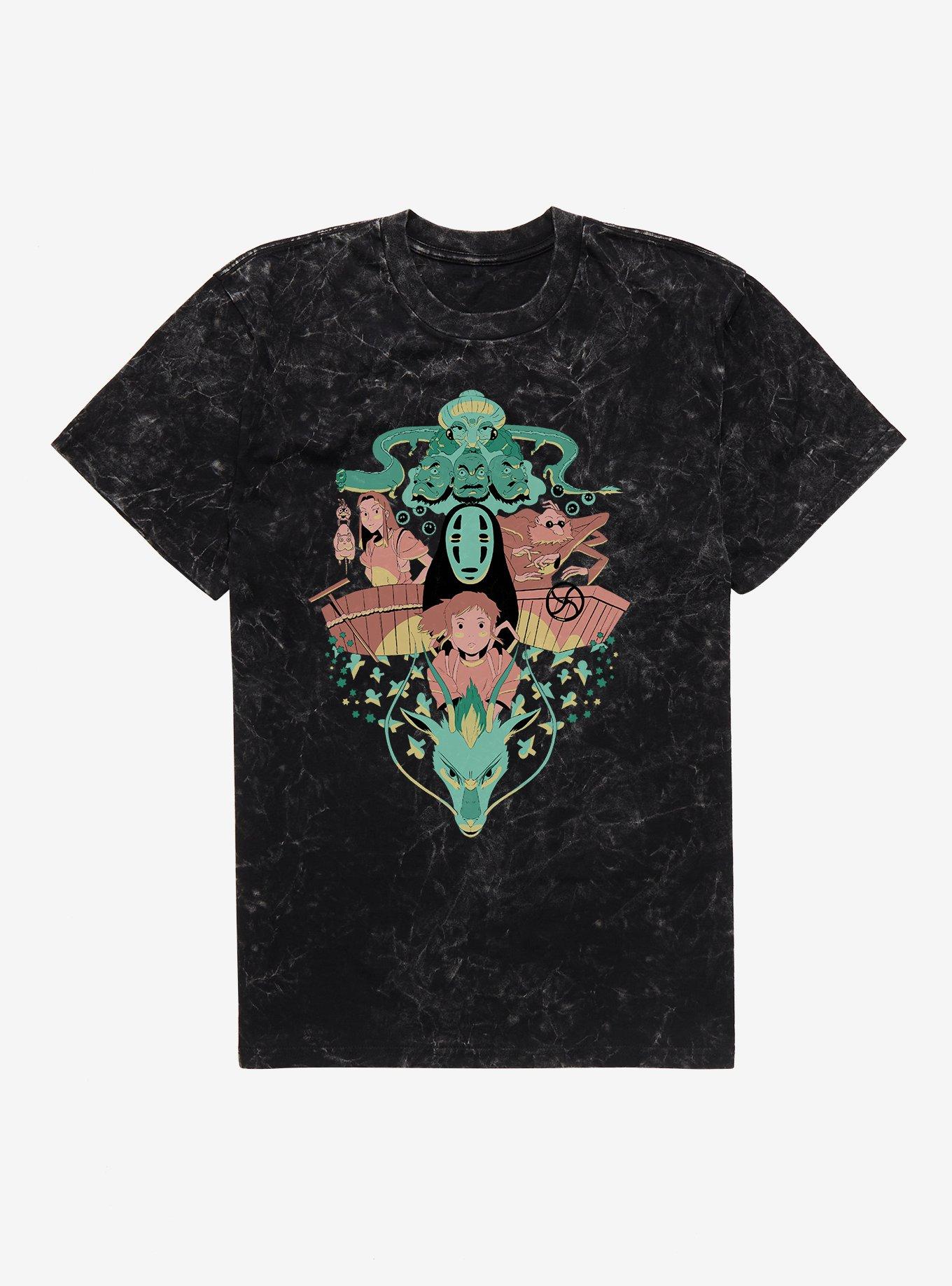 Studio Ghibli Spirited Away Chihiro And No Face Group Crest Mineral Wash T-Shirt | Premium Unisex T-Shirt, Trending Graphic Tee