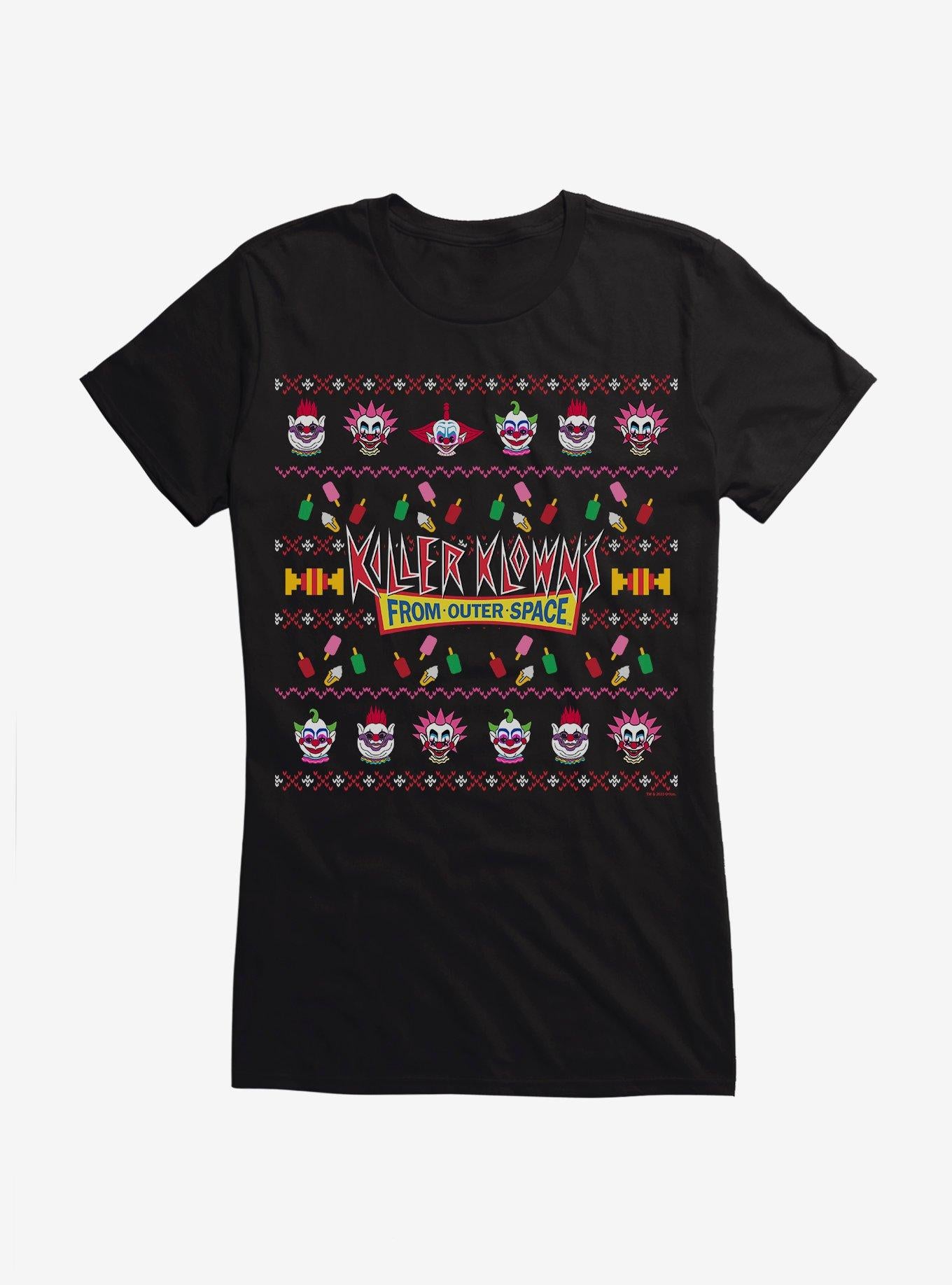 Killer Klowns From Outer Space Ugly Christmas Sweater Pattern Girls T-Shirt | Premium Unisex T-Shirt, Trending Graphic Tee
