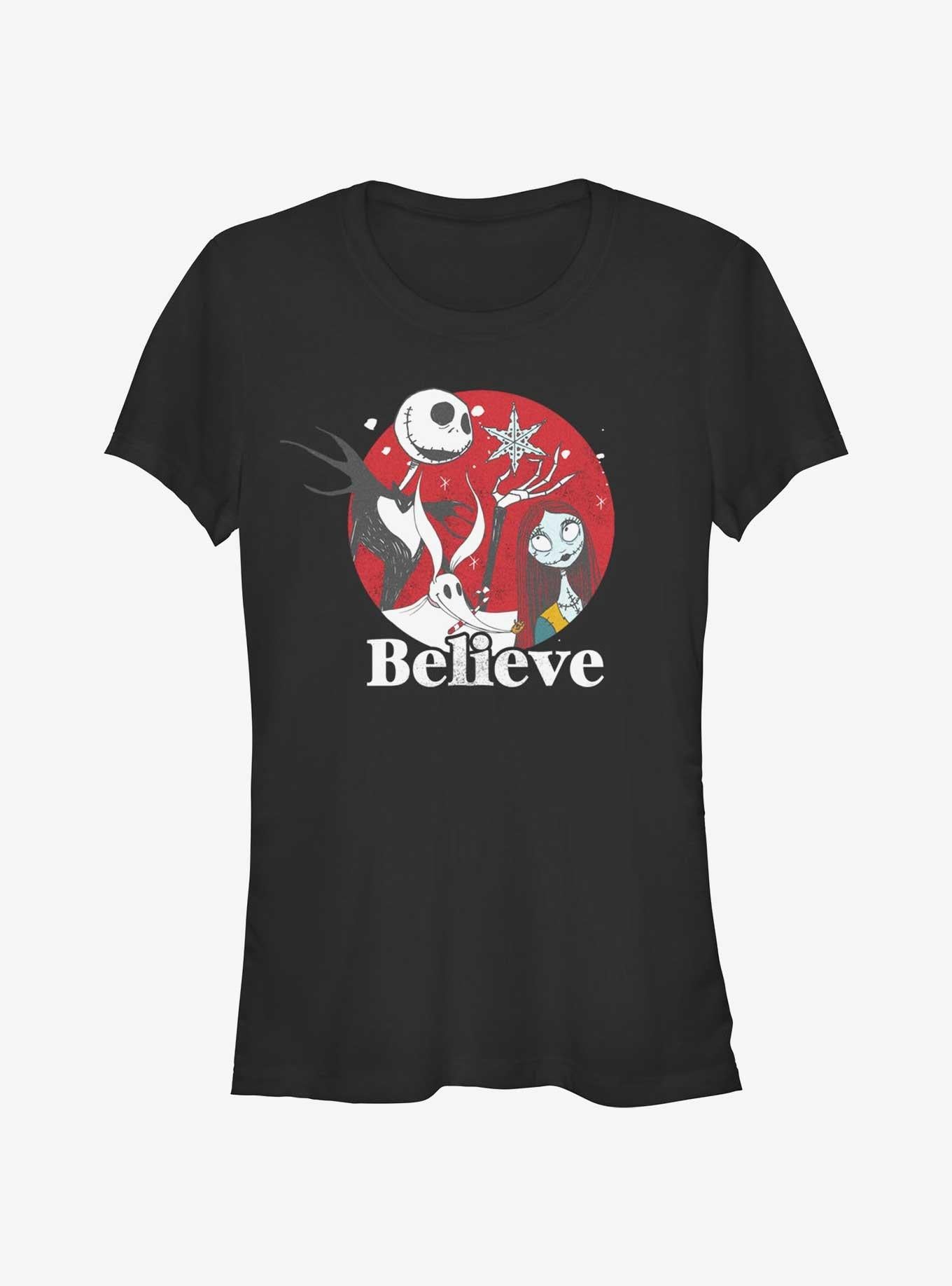 Disney The Nightmare Before Christmas Jack And Sally Believe Girls T-Shirt T-Shirt | Fan Favorite Style | Trending Now